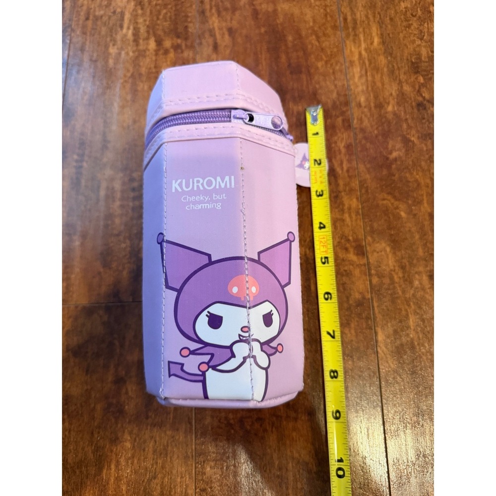 Sanrio Kuromi Standing Pencil Case Purple Hexagonal Zip Pen Pouch 8 Inch
